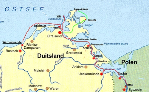 kaart Oostzee Ruegen